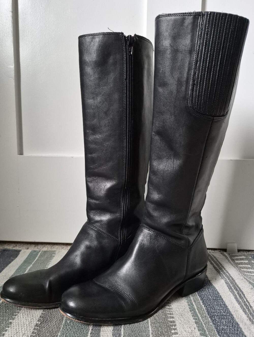 Corso Como Black Leather Knee High Riding Boots 7.5